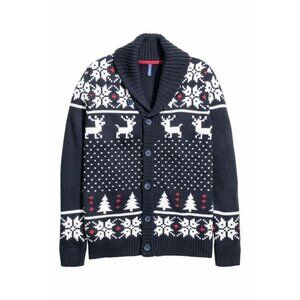 H&M DIVIDED Reindeer Shawl Cardigan Mens Sz XL